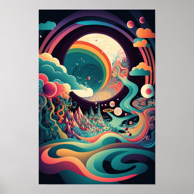 Abstrakt Virvelaffisch | Retro Psykedelisk 1 Poster (Framsidan)
