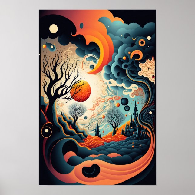 Abstrakt Virvelaffisch | Retro Psykedelisk 2 Poster (Framsidan)