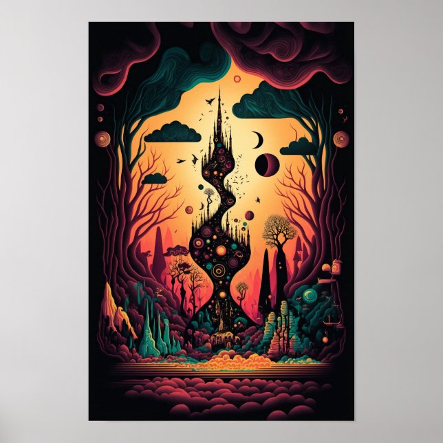 Abstrakt Virvelaffisch | Retro Psykedelisk 3 Poster (Framsidan)
