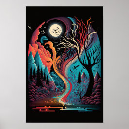 Abstrakt Virvelaffisch | Retro Psykedelisk 4 Poster