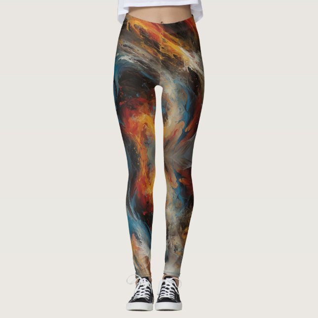 Abstrakt Virvelkonst Målar Leggings (Framsida)