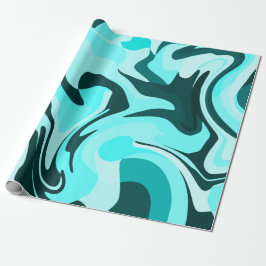Abstrakt Virvlande Aqua Och Teal Design Presentpapper