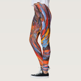 Abstrakt Virvlande Färgrik Målarverk Leggings