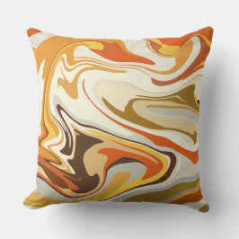 Abstrakt Virvlande Orange Och Beige Design Kudde