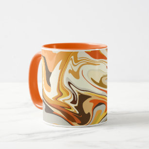 Abstrakt Virvlande Orange Och Beige Design Mugg