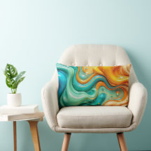Abstrakt Virvlande Teal och Orange Blank Fluid Spl