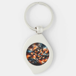 Abstrakt vision av rörelse & sinne swirl silverfärgad nyckelring