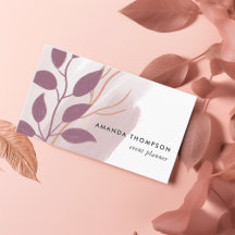 Abstrakt visitkort i roséguld och rosablommig rosa