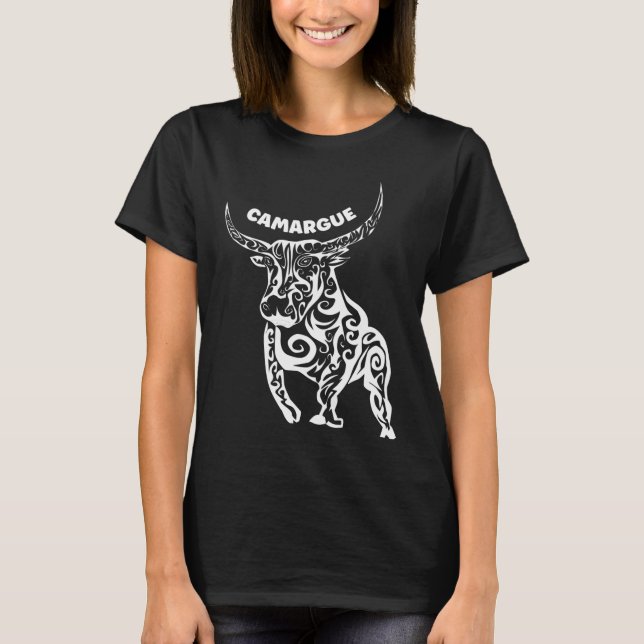 Abstrakt vit Camargue-tjur T Shirt (Framsida)