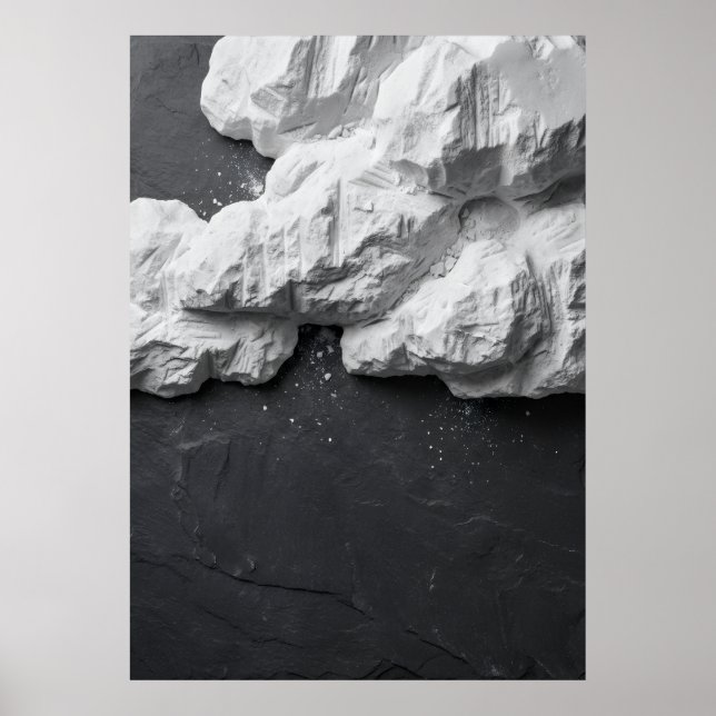 Abstrakt vit marmorstenskulptur fint konstpris poster (Framsidan)