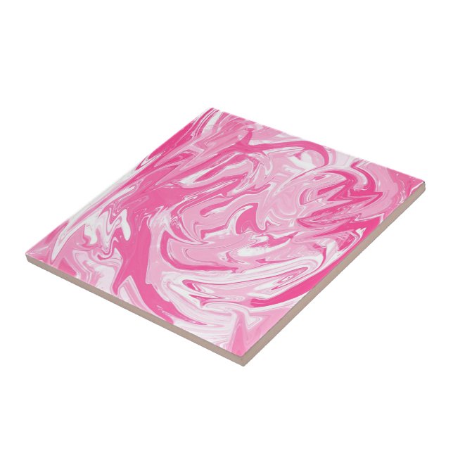 Abstrakt Vit och Rosa Faux Marble Ceramic Tile Kakelplatta (Sidan)