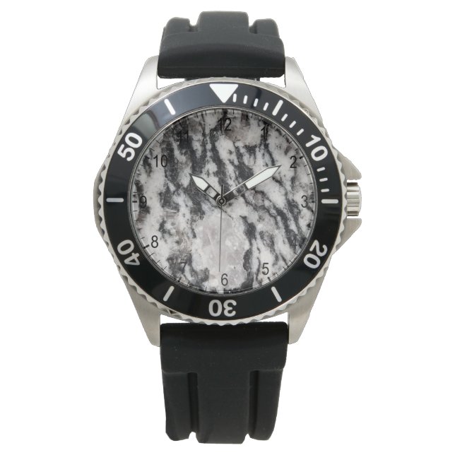 Abstrakt vit och svart fläckig mönsterklocka armbandsur (Framsida)