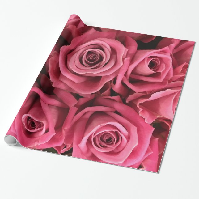 Abstrakt Vit ros Garden Elegant Blommigt Wrappin Presentpapper (Utrullad)