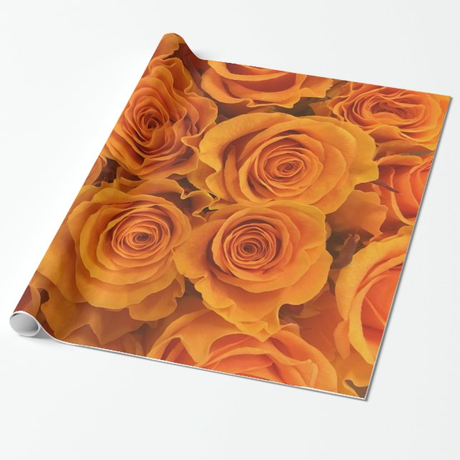 Abstrakt Vit ros Garden Elegant Blommigt Wrappin Presentpapper (Utrullad)