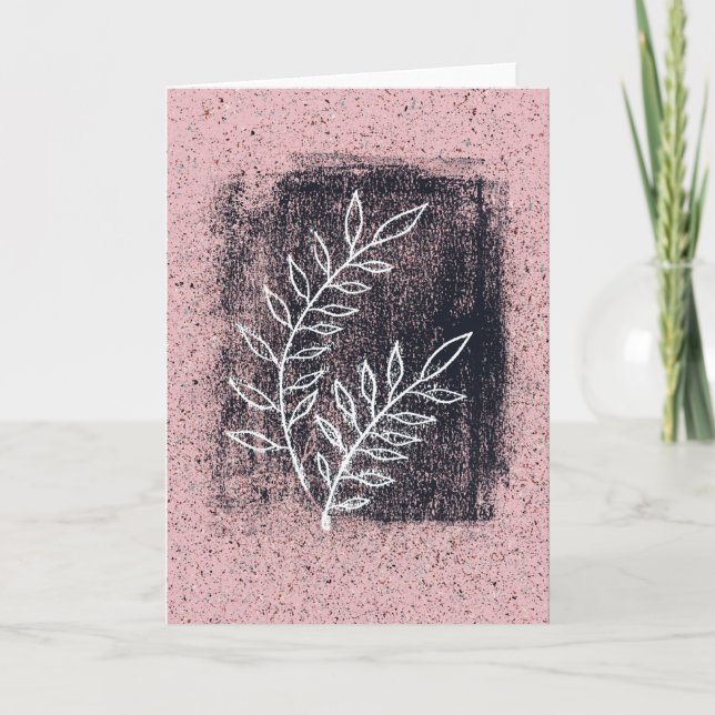 Abstrakt Vit tråd om Rosa och svart målning Kort (Framsida)