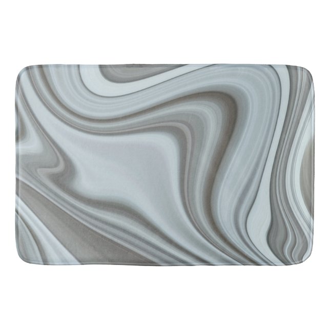 Abstrakt Vita och Grått Marble Swirls Badrumsmatta (Framsidan)