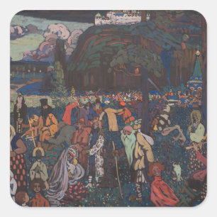Abstrakt Vitalit, Wassily Kandinsky Colorful Life Fyrkantigt Klistermärke