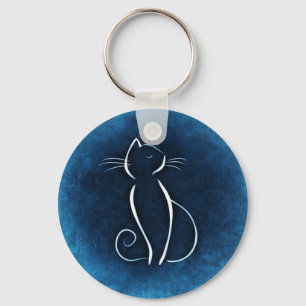 Abstrakt vitkatt Keychain Nyckelring