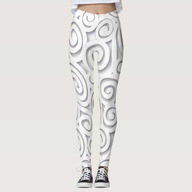 Abstrakt vitrulladamasker leggings (Framsida)