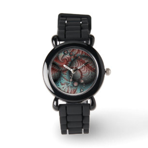 Abstrakt Vivid Fantasy Fractal Art Brown Blue Armbandsur