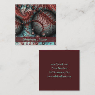 Abstrakt Vivid Fantasy Fractal Art Brown Blue Fyrkantigt Visitkort
