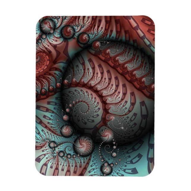 Abstrakt Vivid Fantasy Fractal Art Brown Blue Magnet (Vertikal)