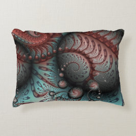 Abstrakt Vivid Fantasy Fractal Art Brown Blue Prydnadskudde