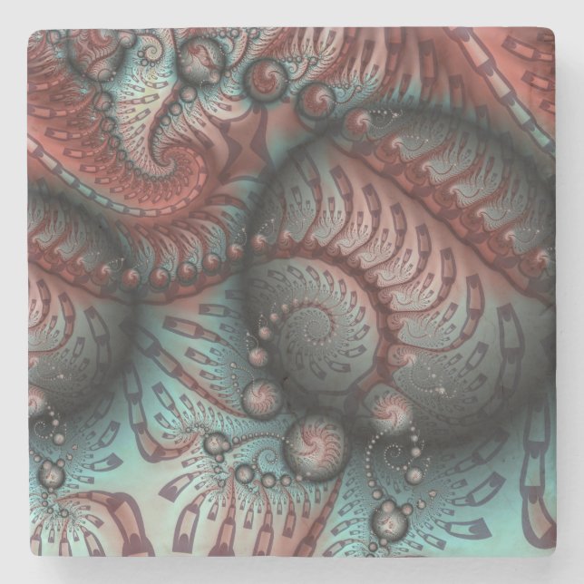 Abstrakt Vivid Fantasy Fractal Art Brown Blue Stenunderlägg (Framsidan)