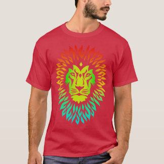 Abstrakt Vivid Wildlife Mountain Lejona Ansikte T Shirt