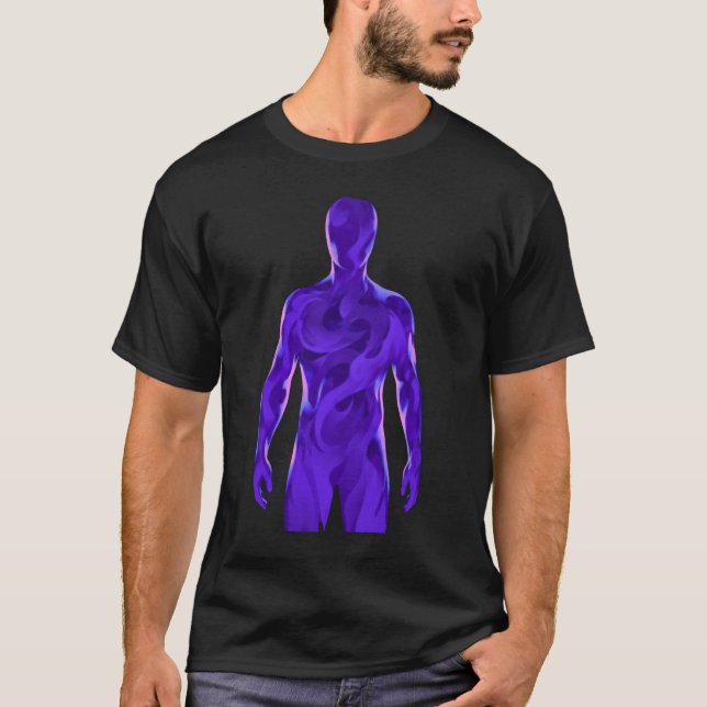 Abstrakt Void Human Dark Aesthetic T-Shirt – Purpl (Framsida)