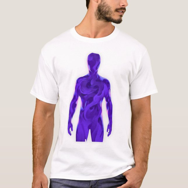 Abstrakt Void Human Vit T-Shirt – Lila Energi  (Framsida)