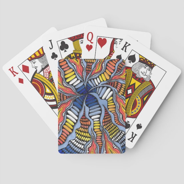 Abstrakt Vortex Blå & Eld Orange Spelkor Casinokort (Baksidan)