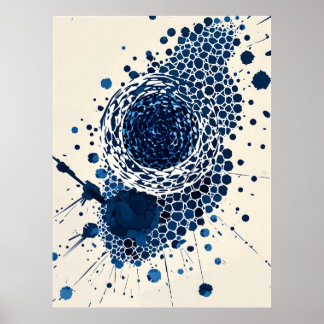 Abstrakt Vortex: Deep Blue, Textured, Modern Art Poster