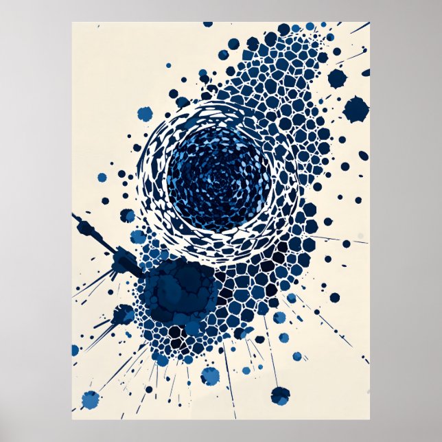 Abstrakt Vortex: Deep Blue, Textured, Modern Art Poster (Framsidan)