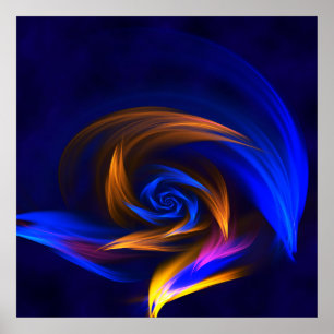 Abstrakt Vortex Shape Blue-Orange Poster