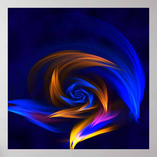Abstrakt Vortex Shape Blue-Orange Poster (Framsidan)