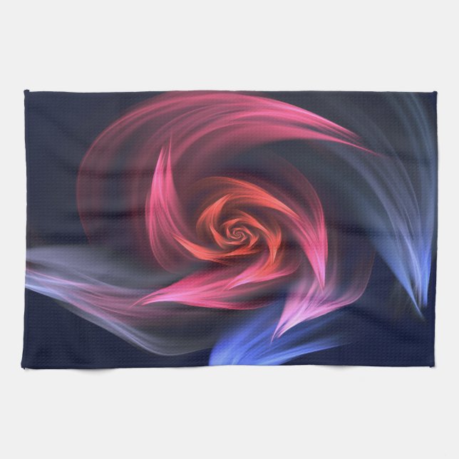 Abstrakt Vortex Shape Red och Blue Kökshandduk (Horisontell)