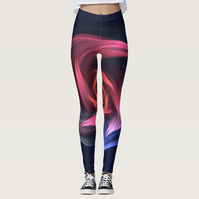 Abstrakt Vortex Shape Red och Blue Leggings (Framsida)