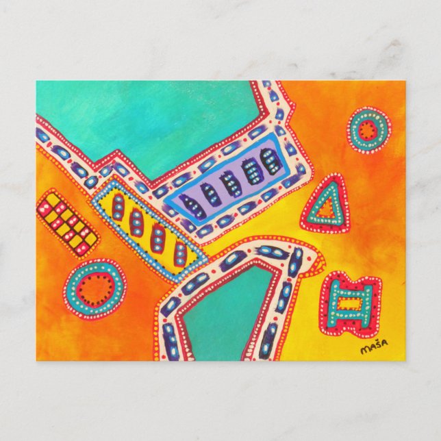 Abstrakt vykort för djura drömmar (Framsida)