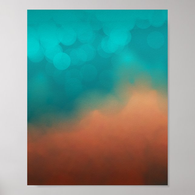 Abstrakt Wall Art Blue Teal Turcos Färg Poster (Framsidan)