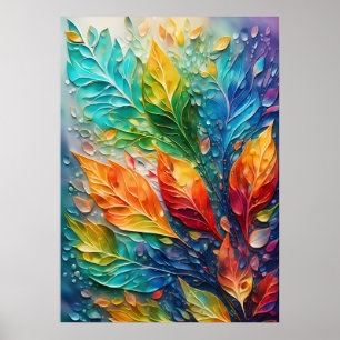 Abstrakt Wall Art, Löv Vibrant Färg Poster