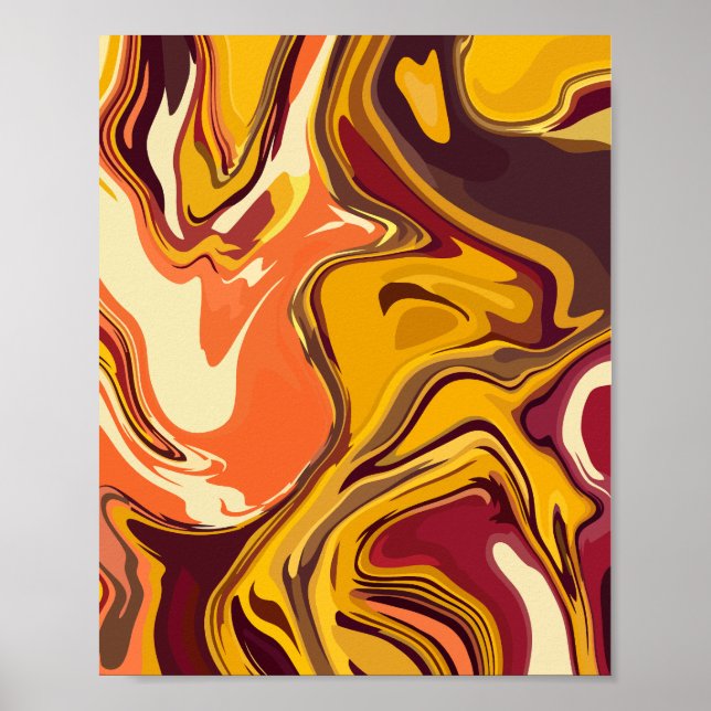 Abstrakt Warm Färg Fluid Art Poster (Framsidan)