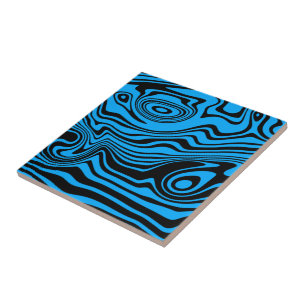 Abstrakt Warpe Black & Blue Linjer - Anpassade Kakelplatta