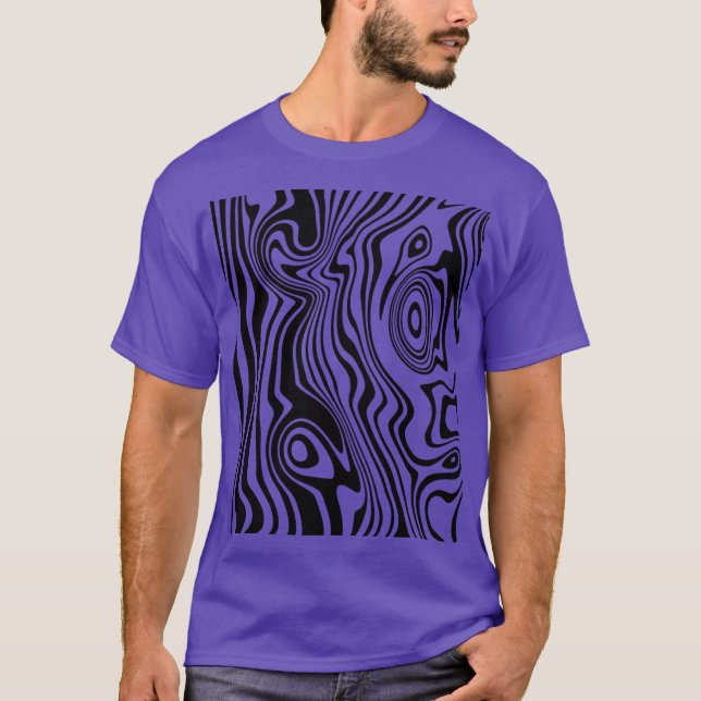 Abstrakt Warped Black & Lila Linjer - Anpassade T Shirt (Framsida)