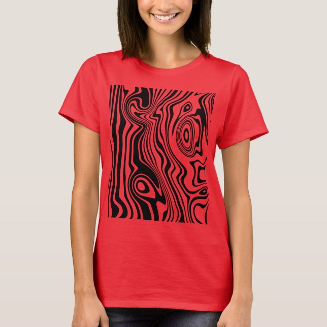 Abstrakt Warped Black & Red Linjer - Anpassade T Shirt (Framsida)