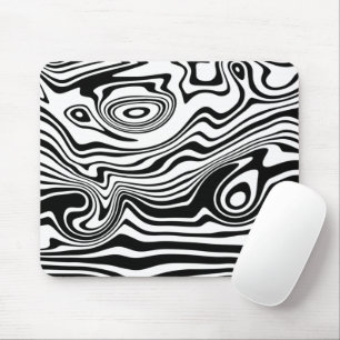 Abstrakt Warped Black & White Linjer - Anpassade Musmatta