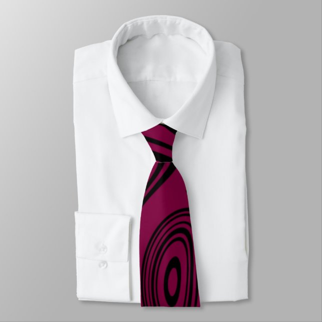 Abstrakt Warped Linjer Black och Burgundy Neck Tie Slips (Bunden)