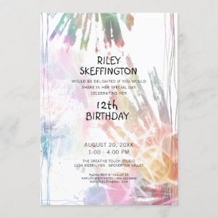 Abstrakt Watercolor 12:e Birthday Kreativ Stänk Inbjudningar