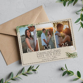 Abstrakt Watercolor Blommigt Sage Grönt Bröllop Spara Datumet