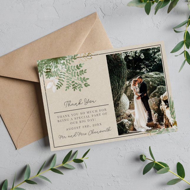 Abstrakt Watercolor Blommigt Sage Grönt Bröllop Tack Kort (Skapare uppladdad)